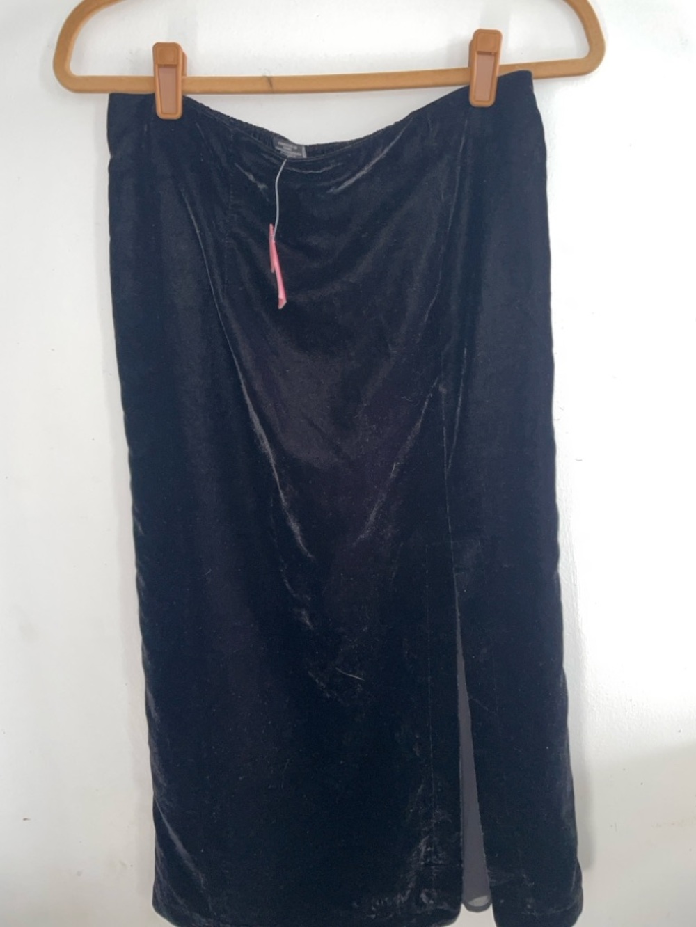 Rachel Zoe Black Velvet Midi Skirt with Side Slit